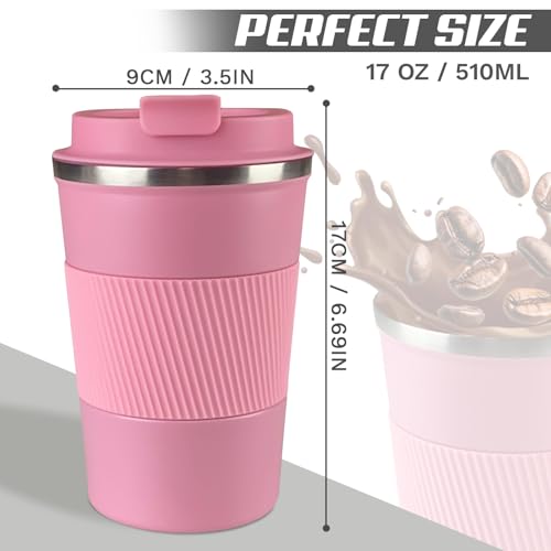 Image of Vacuum Insulated Stainless Steel Travel Coffee Mug,Leak Proof Cup with Lid | 304 stainless steel mug with vacuum insulation, leak proof lid, silicone grip and car cup holder friendly design