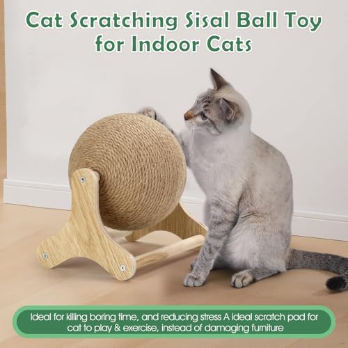 Balle à gratter en sisal pour chat, jouet d'exercice interactif et stable - 8