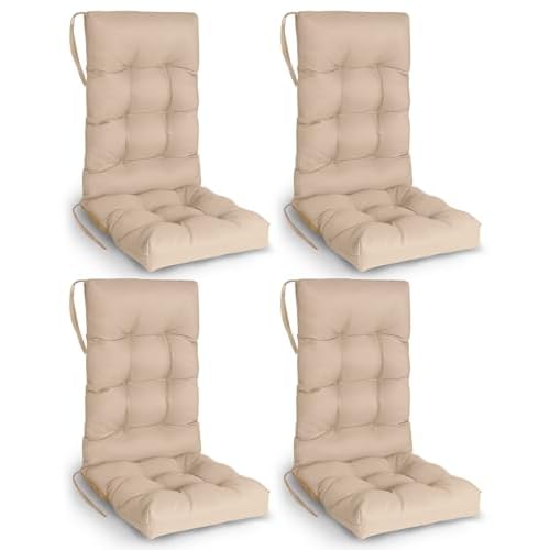 GREENVINES Rocking-Chair-Cushions Set of 2 | Polyester | Weatherproof | Outdoor High Back Rocker Chairs Cushion | Pad with Ties | Non-Slip | Thickened Seat for Patio | 46.5" x 18.5" x 4.3" |