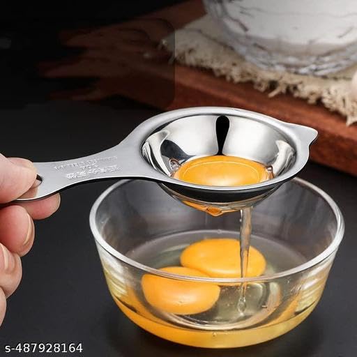 Radhehul 1pcs Egg Separator Extractor Stainless Steel Egg White Separator and Egg Yolk Separator Egg Divider Egg Strainer Filter Spoon Kitchen Baking Tools (Pack of 1) 3