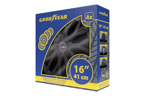 Goodyear Satz von 4 Radkappen 16" Modell Silverstone Schwarz. Sportliches Design, das gut zum Äußeren des Fahrzeugs passt. Robuste und… – Ansicht 6