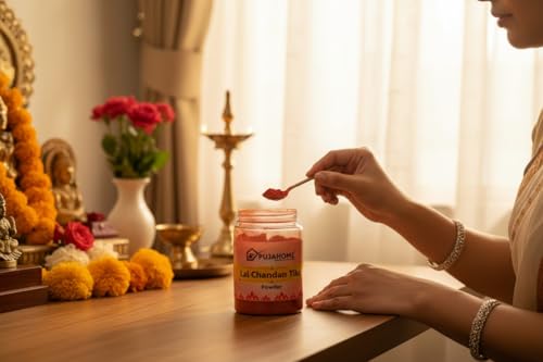 Image of Lal Chandan Powder- 100 Gram for Tika | Chandan Powder for Religious Pooja and Tilak | Natural and Pure Sandalwood for Mandir, Aarti & Ritual Use