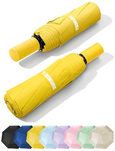 Yoobure Windproof Travel Umbrellas for Rain - Portable & Compact Umbrella for Backpack Car UV Umbrellas for Sun Protection Automatic Folding Small Umbrella in Macaron for Kids Women Colorful