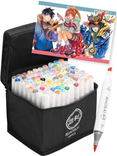 （00:30時点） 匠彩 イラストマーカー 【プロ絵師監修72色80本マーカーペン】 筆タイプ アルコールマーカー セット