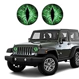 PACLVIO 2PCS Beast Eyes Headlight Decals, 3D Stereo Eyes Headlight Decal Stickers, Car Body Window Bumper Decoration Stickers, Car Accessories Round Headlight Decal for Jeep Wrangler (Green)