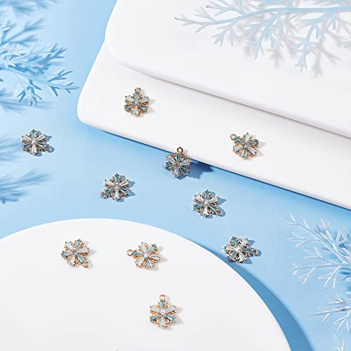 Beebeecraft 1 Box 10Pcs Snowflake Charms 18K Gold Plated Micro Pave Cubic Zirconia Charms Charms Pendant For Diy Necklace Earrings Jewellery Making #TOP3