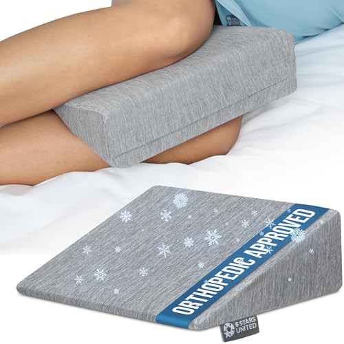 5 STARS UNITED Small Knee Pillow for Side Sleepers Wedge Firm Foam Support for Belly Back & Knees Compact Maternity Cushion for Travel & Pregnancy Relief Arctic Gray