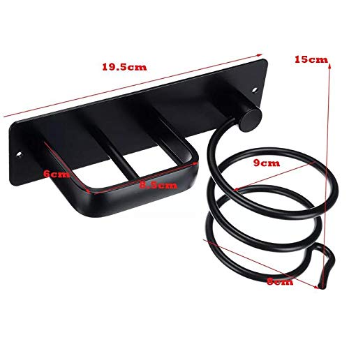 Supporto Da Parete Per Asciugacapelli In Alluminio - Autoadesivo E Salvaspazio Con Porta Spina E Accessori (Grigio)