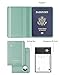 Stouchi AirTag Passport Holder, Cute Passport Holder with Airtag Slot, RFID Passport Wallet Cover for Women, Family Leather Passport Protector Case, Anti-Lost Travel Essentials, Sky Blue