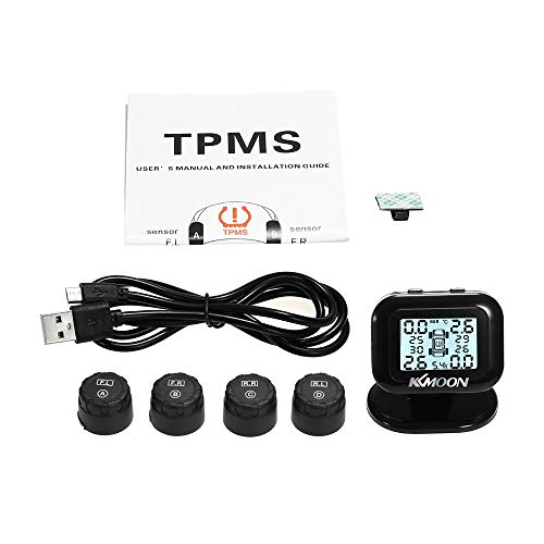 KKmoon TPMS Sistema de monitoramento de pressão de pneu de reposição, visor LCD universal sem fio em