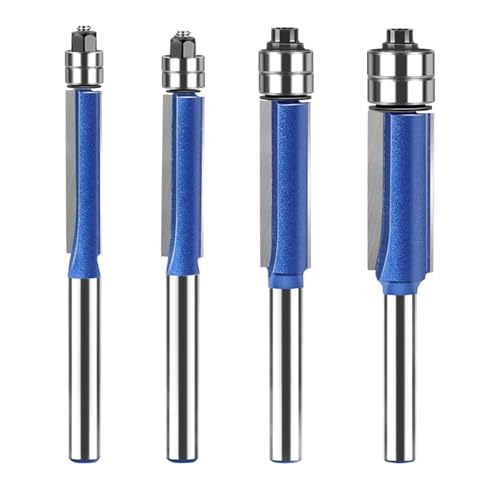 4-teiliges Fräser-Set, gerader Fräser für Ober- und Unterlagerung mit 6 mm Schaft, Doppel-Fräsfräser