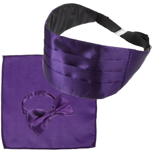 Set de Tira para Cintura, Corbata y Pañuelo Morado para Hombre