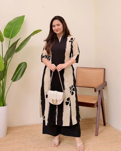 Image of ANNI Designer Women's Ethnic Co-Ord Set | Kurta Pant Set | Kurta Palazzo Set | Stylish Cotton Suit Set for Women, Festival Co-ord