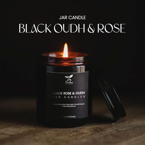 Image of Oudh Scent 100% Natural Soy Wax Smokeless Aromatherapy Jar Candle, 180g, Essential Oil Luxury Candle for Home Decor, 40+ Hour Clean Burn, Premium Gift for Bedroom & Living Space