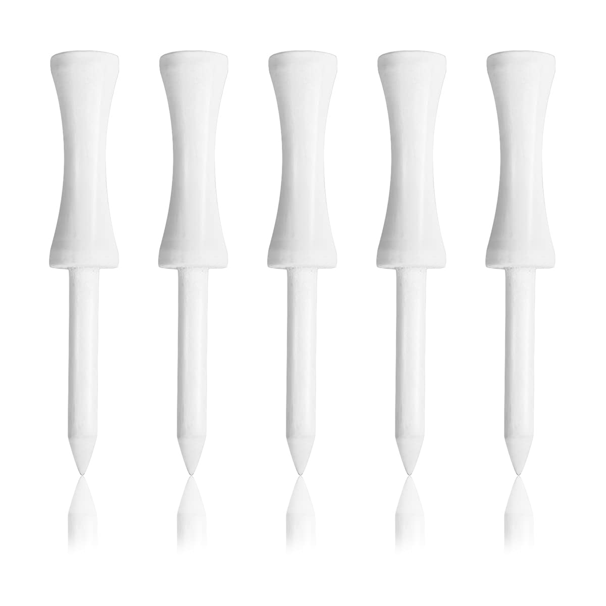 ZiviskStep Down Golf Tees 2-1/8"or 2-3/4"or 3-1/4" 100 Count Wooden Bamboo Golf Castle Tees (White, Natural Color)