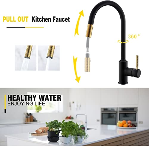 Robinet de cuisine rotatif or anti-eclaboussures double jet - 4