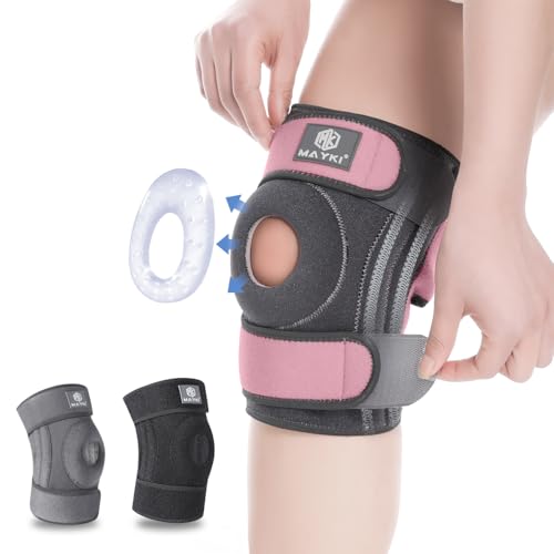 MAYKI Kniebandage Damen 1 Stück, einstellbare Kniebandage für Damen mit Patella-Gel-Polster, Atmungsaktiv Bandage Knie für Meniskus/Arthrose/Orthopädische, Knee Support for Sport/Kraftsport
