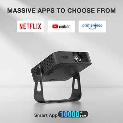 [Officially-Licensed App & Auto Focus]Black Smart Mini Projector with WiFi and Bluetooth, XuanPad 4K Support Movie Projector, Portable Native 1080P Outdoor Projector with 360 Stand