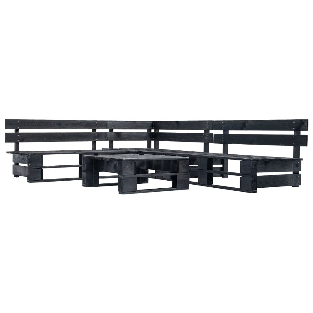 vidaXL Canapés de Jardin Palette 4 pcs Noir Bois