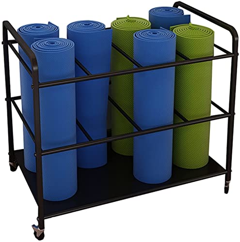 MNBCVT Yoga mat Organizer Floor Rack,Mobile Trolley with Wheels,Multifunctional Foam Roller and Towel Display Rack