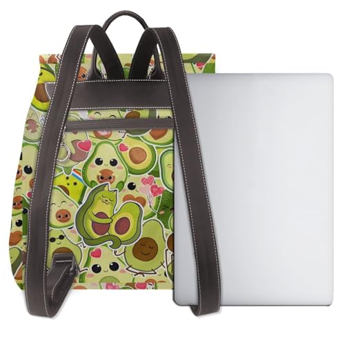 Cute smiling avocado Microfiber PU Leather Backpack Lightweight Daypack Bag for Travel Business Commute Gym3