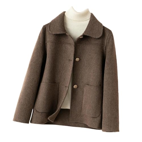 Chaqueta de tweed para mujer abrigo corto de cachemira de doble cara otoño invierno