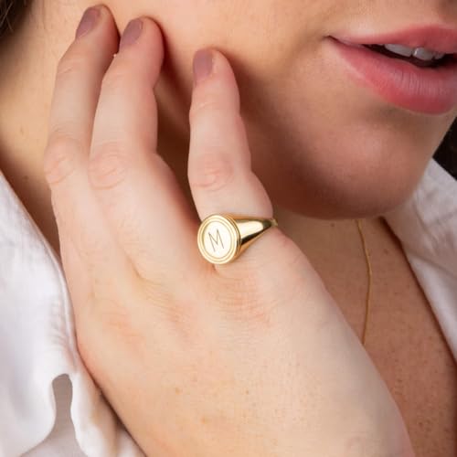 Anillo de sello chapado en oro accesorio unisex de moda clásica 2