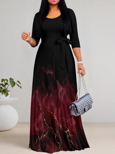 Image of Women's 3 /4 Sleeve Maxi Dress with Pockets