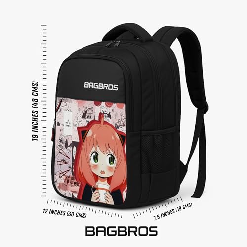 Image of Bagbros Anime Printed Backpack | 30L Spy x Family Cute ANYA Backpack | Multi-Storage Designer Laptop Backpack, School Bag, College Bag (Pink)