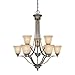 Capital Lighting 3419CS-287 Chandelier with Mist Scavo Glass Shades, Creek Stone Finish