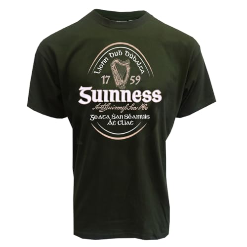 Guinness Bottle Green Irish Label T-Shirt, Short Sleeves, Men, (XXXL)