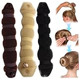 Hair Bun Maker 3pcs Hair Bun Roller Moller Sponge Maker pour Long DIY Deom Shaper Easy Snap-and-Roll Accessoires pour les femmes