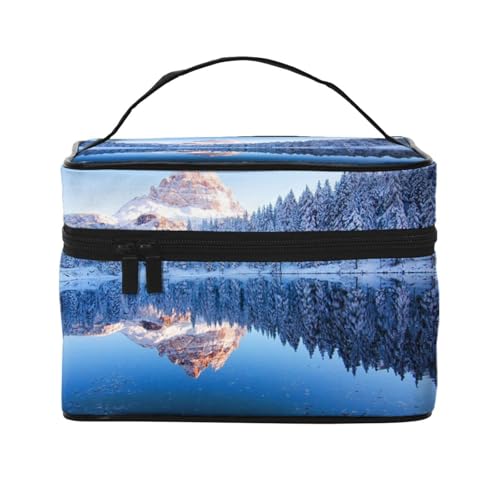 風景の反射 化粧ポーチ メイクボックス 化粧品収納 洗面用具ポーチ コスメポーチ 大容量 可愛い 軽量 防水 ポーチ コスメぽーち 男女兼用