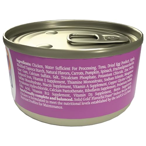 Image of Solid Gold Wet Food Pate Flavorful Feast - 3 Count Sample Pack - Canned Cat Food Made with Real Chicken - Grain Free for Sensitive Stomach & Healthy Living