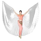 Nimiman Women Egyptian Professional Belly Dance Costume Wings with Sticks (Silver)