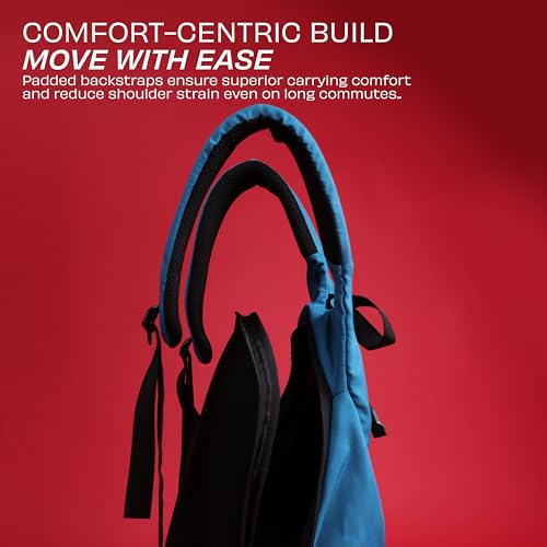 Image of Nivia Conviction 2.0 Sports Backpack For Men And Women, 25L Lightweight Gym And Training Bag With 15-Inch Laptop Compartment, Padded Straps, Quick Access Pocket, Side Bottle Holder (Black /Blue)