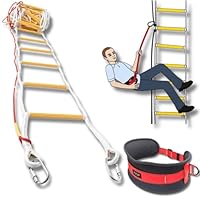 ISOP Emergency Fire Ladder for 4 Story Homes 32ft (10m) Flame Resistant Fire Safety Rope Ladder with Spring Hooks & Security Belt - Fast to Deploy & Simple to Use - Portable & Compact, Heavy Duty