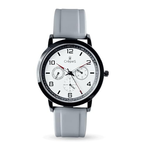 CrepeS Silchron Silicone Strap Watch for Men Latest | Japanese Quartz Movement | 40mm Sleek Case | Black Durable Silicone Band | Modern & Comfortable Design | 1-Year Warranty | Versatile for Casual & Formal Wear |(Grey)