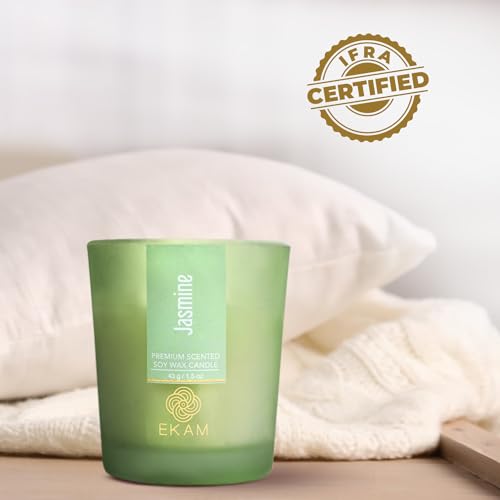 Image of EKAM Jasmine Votive Soy Wax Scented Candle, 40 Grams, 10 Hours Burn Time| Long Lasting Premium Candles | Ideal for Home Decor | Gifting & Aromatherapy