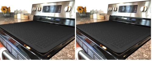 Image of YUHFERA Stove Top Cover for Electric Stove - Silicone Stove Mat for Glass Top, Glass Cooktop Protector, XL Dish Drying Mats for Kitchen,Oven Covers for Electric Stove (Black,30 x 21) (Pack of 2)