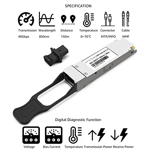 Image of 40GBASE-SR4 QSFP+ Optical Transceiver Module Compatible for Juniper QFX-QSFP-40G-SR4 EX-QSFP-40GE-SR4 QSFPP-40GBASE-SR4 40G QSFP+ SR4 850nm 150m DDM MTP /MPO-12 MMF 4 Pack
