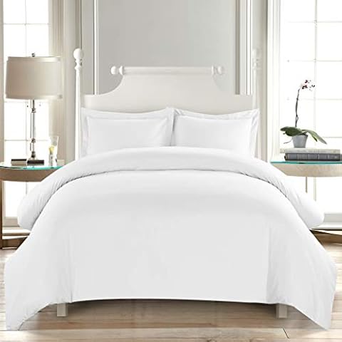 Abojoy 2 Piece Duvet Cover Set - 1800 TC Hotel Luxury Soft Microfiber Down Comforter Quilt Bedding Cover with Zippers Ties - Simple Style for Men and Women (Twin, White) Cover