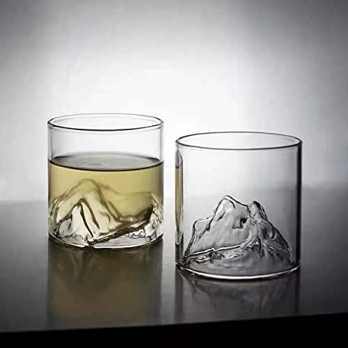 MISNODE Whiskey Glasses Set of 2 with Mountain Imprint, Mountain Rocks Glass, Drinking Glasses, Old Fashioned Glass Tumbler - Image 3
