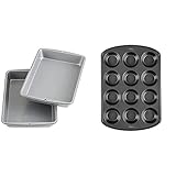Wilton Recipe Right Non-Stick 9 x 13-Inch Oblong 2 Cake Pan Multipack, 2-Pack, Assorted & Perfect Results Premium Non-Stick Bakeware Standard Muffin and Cupcake Pan, 12-Cup Baking Pan