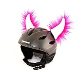 Helm-Ohren Hörner für den Skihelm, Snowboardhelm, Kinder-helm, Kinder-Skihelm oder Motorradhelm - verwandelt den Helm in ein EINZELSTÜCK - der HINGUCKER - für Kinder u. Erwachsene HELMDEKO (Pink-Weiß)