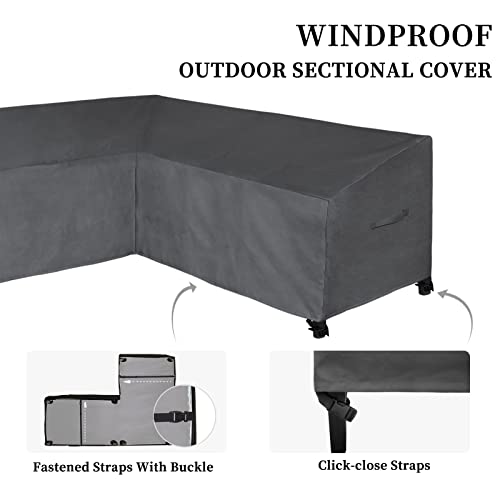Image of Easy-Going Patio L-Shaped Sectional Sofa Cover, 83 inchX104 Waterproof Outdoor Sectional Cover, Heavy Duty Garden Furniture Cover (Left Facing, Dark Gray)