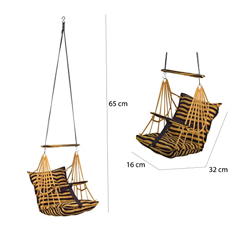 Image of Cotton Swing Chair for Kids Baby's Children Folding and Washable1-3 Years with Safety Belt /Home,Garden Jhula for Babies|Swing for Kids | Seat and Back Side 16x16 inch