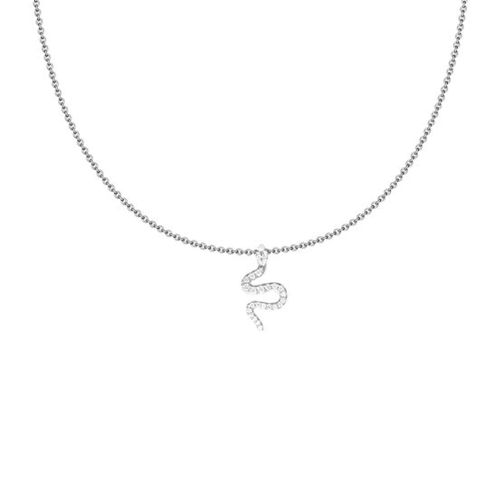 Collares Colgantes Collar de Plata de Ley 925 Gargantilla de Serpiente Collar de Cadena Larga Mujer Cristal Joyería de Lujo Cristal de Boda (Oro a)