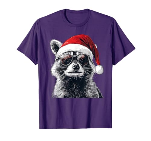 Raccoon Santa Hat Funny Xmas Christmas Raccoon Lovers Pajama T-Shirt