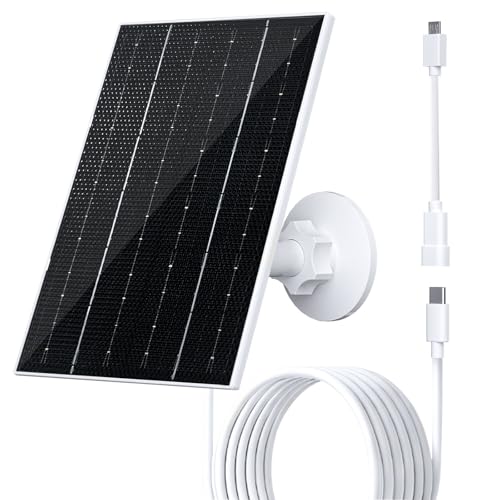 FUTUREZEN 4W Solar Panel for Security Camera Type-C/Micro USB Solar Charger for Rechargeable Battery Cameras IP66 Waterproof 360 Adjustable Bracket 9.8ft Cable for Outdoor Use 1 Pack